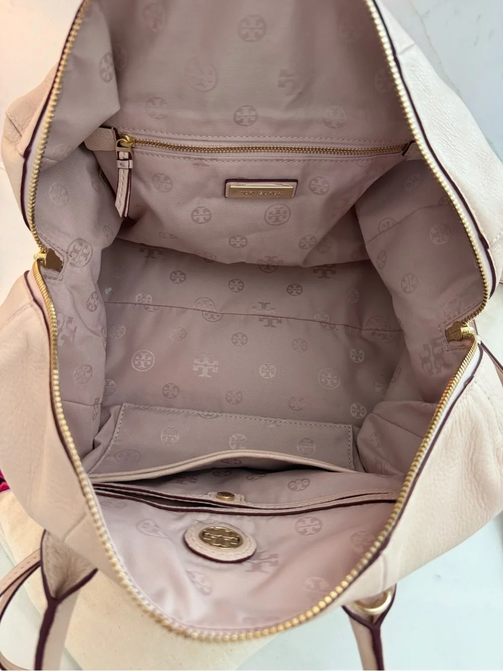 Tory Burch Robinson Pink Leather Satchel with Detachable Strap